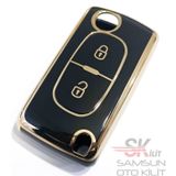 Citroen Uyumlu Berlingo C3 C4 C5 Nano Silikon Anahtar Kılıfı Kumanda Kılıfı Siyah 2 Tuşlu