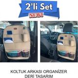 Citroen Xsara Araç İçi Deri Koltuk Arkası Organizer 2'li Set Düzenleyici Bej