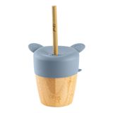 Citron 1073636 Blue 2'si 1 Arada Kapaklı ve Pipetli Organik Bambu Alıştırma Bardağı
