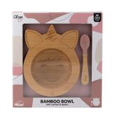 Citron 1073704 Unicorn Vakum Tabanlı Organik Bambu Kase Seti