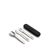 Citron Black Silikon Kılıflı Çelik 3'lü Çocuk Çatal Bıçak Kaşık Takımı
