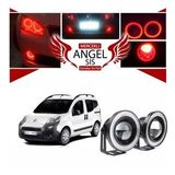 Citroën Nemo Uyumlu, Universal Mercekli Led Angel Sis Farı, 76mm Kırmızı Renk