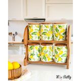 Citrus Ahşap Standlı 6'lı Porselen Baharatlık
