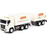 City-2 Oyuncak Sürtmeli Çift Dorse Tır, Işıklı ve Sesli, Beyaz Kabin, Kutuda - Çok Renkli