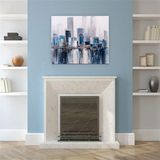 City Of Smurfs Yağlı Boya Dokulu Tablo 60X90 Gold Çerçeveli