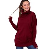 Citycenterfashion Degaje Yaka Cepli Triko Kazak, Standart, Cty-Cnd-11369, Bordo, Kadın