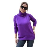Citycenterfashion Degaje Yaka Cepli Triko Kazak, Standart, Cty-Cnd-11369, Mor, Kadın