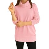 Citycenterfashion Degaje Yaka Cepli Triko Kazak, Standart, Cty-Cnd-11369, Şeker Pembe, Kadın