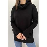 Citycenterfashion Degaje Yaka Cepli Triko Kazak, Standart, Cty-Cnd-11369, Siyah, Kadın