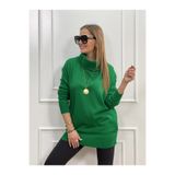Citycenterfashion Degaje Yaka Cepli Triko Kazak, Standart, Cty-Cnd-11369, Yeşil, Kadın