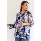 citycenterfashion Kadın Büyük Beden Katlama Kol Gömlek Bluz %100 Pamuk Organik Keten cty-akc-uzd1