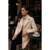 citycenterfashion Kadın Tek Düğme Kapamalı Buklet Kaban cty-şim-245301