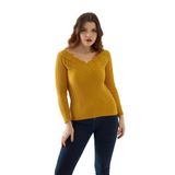 Citycenterfashion Yaka Güpür Detay Triko Kazak, Standart, Cty-Cnd-11903, Hardal, Kadın