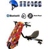 Citymate Drift Car Bluetooth Hoparlörlü Graffiti Desenli Drift Scooter Kask-Dizlik Seti Hediyeli - KASA22