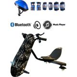 Citymate Drift Car Bluetooth Hoparlörlü Graffiti Desenli Drift Scooter Kask-Dizlik Seti Hediyeli - KASA26