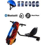 Citymate Drift Car Bluetooth Hoparlörlü Graffiti Desenli Drift Scooter Kask-Dizlik Seti Hediyeli - KASA27