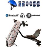 Citymate Drift Car Bluetooth Hoparlörlü Graffiti Desenli Drift Scooter Kask-Dizlik Seti Hediyeli - KASA29