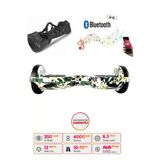 Citymate Elektrikli Kaykay Hoverboard 6.5 Inch Yeşil Kamuflaj Grafity Desenli Akıllı Denge Taşıma Çanta Hediye D07