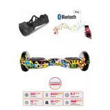 CityMate Elektrikli Kaykay Hoverboard Bluetooth Hoparlörlü 6.5 İnç Grafiti D01 - Çanta Hediye