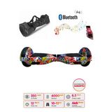 CityMate Elektrikli Kaykay Hoverboard Bluetooth Hoparlörlü 6.5 İnç Grafiti D11 - Çanta Hediye