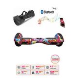 CityMate Elektrikli Kaykay Hoverboard Bluetooth Hoparlörlü 6.5 İnç Grafiti D16 - Çanta Hediye