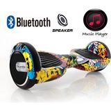 Citymate Elektrikli Kaykay Hoverboard Bluetooth Hoparlörlü 6.5 Inch Akıllı Dengeli - Grafiti Desenli - SARI GRAFİTİ