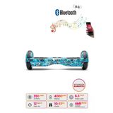CityMate Elektrikli Kaykay Scooter Hoverboard 6.5 Inch Mavi Kurukafa Grafity Desenli Akıllı -denge - D20