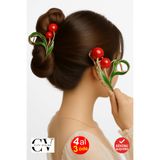 cityvision Kiraz Desenli Metal Mandal Saç Tokası 11 cm – Şık ve Dayanıklı