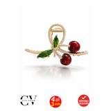 cityvision Kiraz ve Yaprak Figürlü Altın Renk Metal Mandal Saç Tokası 11 cm - Şık ve Dayanıklı