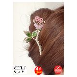 cityvision Pembe Gül Model Saç Tokası – Zarif Çiçekli Metal Mandal Toka 11 cm