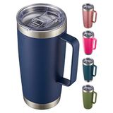 CIVAGO 20oz Kapaklı ve Pipetli Bardak Kupası, Saplı Yalıtımlı Seyahat Kupası, Çift Duvar Paslanmaz Çelik Vakumlu Kahve Bardağı, Termal Bardak, Lacivert