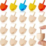 Civaner Hanukkah Ahşap Dreidel Boş Ahşap Dreidel Bitmemiş Doğal Ahşap Dreidel Hanuka Partisi için Kendin Yap Projeleri El Sanatları Aile Eğlence Malzemeleri, 0,8 x 0,8 x 1,6 inç (24 Adet)