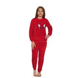 Civciv Desenli Anne Kız Çocuk Kombin Peluş Pijama Takımı (ANNE KIZ AYRI SATILIR.), Kırmızı, L