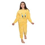 Civciv Desenli Anne Kız Çocuk Kombin Peluş Pijama Takımı (ANNE KIZ AYRI SATILIR.), Sarı, 4-6 Yaş