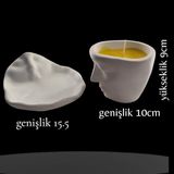 Civetta Dekoratif 3D Yüz Modeli Mumluk Kavun Kukulu Mum - Beyaz - 1 Adet