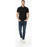 Civetta Erkek Pike Kumaş Düğmeli Yaka Regular Fit Günlük Kısa Kol Tişört T-Shirt - Siyah - 2XL
