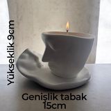 Civetta Taş Tozu Kahve Fincanı Mumluk Mum - Turuncu - 1 Adet