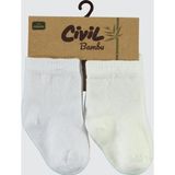 Civil Baby Bebek 2'li Bambu Çorap Set 0-12 Ay Beyaz-Ekru