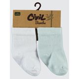 Civil Baby Bebek 2'li Bambu Çorap Set 0-12 Ay Beyaz-Mavi