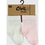 Civil Baby Bebek 2'li Bambu Çorap Set 0-18 Ay Ekru-Pembe