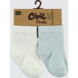 Civil Baby Bebek 2'li Bambu Çorap Set 6-18 Ay Ekru-Mavi