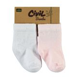 Civil Baby Bebek 2'li Çorap Set 6-18 Ay Beyaz-Pembe