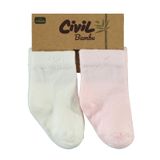 Civil Baby Bebek 2'li Çorap Set 6-18 Ay Ekru-Pembe