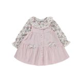 Civil Baby Çiçek Baskılı Düğmeli 6-18 Ay Pudra Elbise