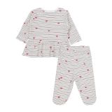 Civil Baby Çizgi Kalp Empirme 1-9 Ay Pijama Takımı - Ekru 9-12 Ay