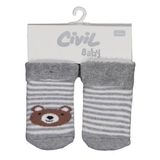 Civil Baby Çizgili Bear Kıvrık Havlu 6-18 Ay 2'li Bebek Erkek Çorap Set - Standart12 Ay