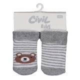 Civil Baby Çizgili Bear Kıvrık Havlu 6- 2'li Bebek Erkek Çorap Set - Standart18 Ay