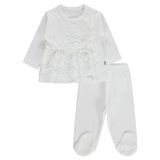 Civil Baby Fırfır Tüllü 1-9 Ay Pijama Takımı - Ekru 3-6 Ay