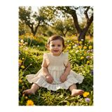 Civil Baby Fırfır Yaka Kız Bebek Elbisesi, 9-12 Ay, Bej