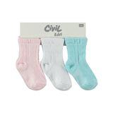 Civil Baby Jakarlı Basic 3'lü 6- Bebek Kız Çorap Set - Standart